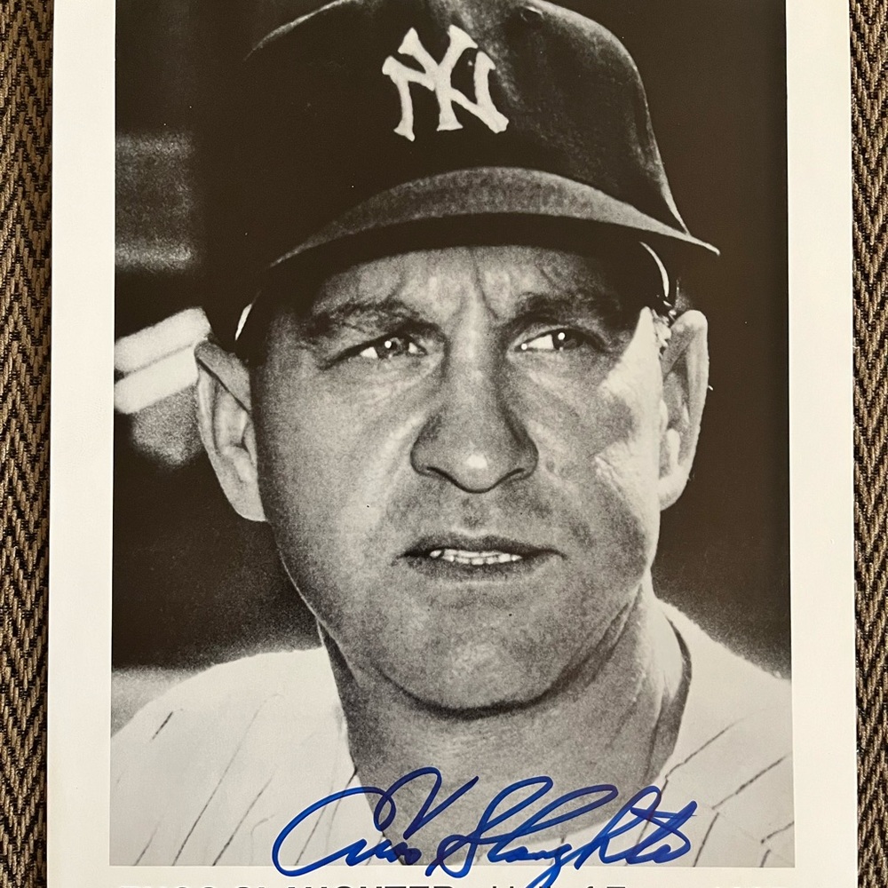 Enos Slaughter Signed Hall of Fame 8x10 Photo B&W